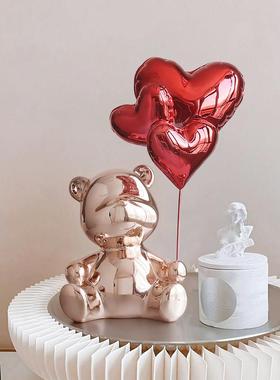 网红气球小熊摆件电镀暴力熊高档客厅电视柜家居装饰品轻奢高级感