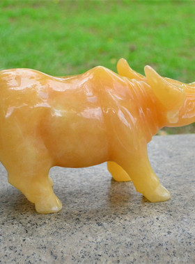 黄玉水牛天然玉工艺品招财摆件家居商务饰品办公室摆设开业礼品