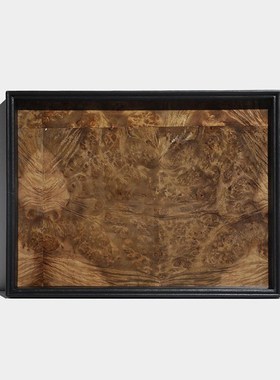 皮革果木皮托盘收纳盘软装售楼处客厅样板间卧室衣帽间收纳摆件