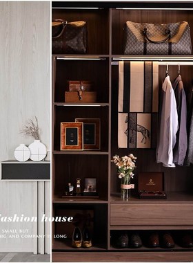【八度空间】咖色系衣帽间衣柜卧室装饰品摆件样板房间软装陈列