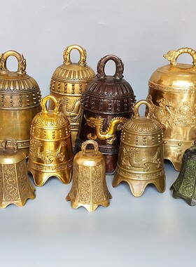 铜钟 纯铜双龙钟 龙钟二龙铜钟九龙钟龙凤铜铃铛风铃双龙戏珠铜钟