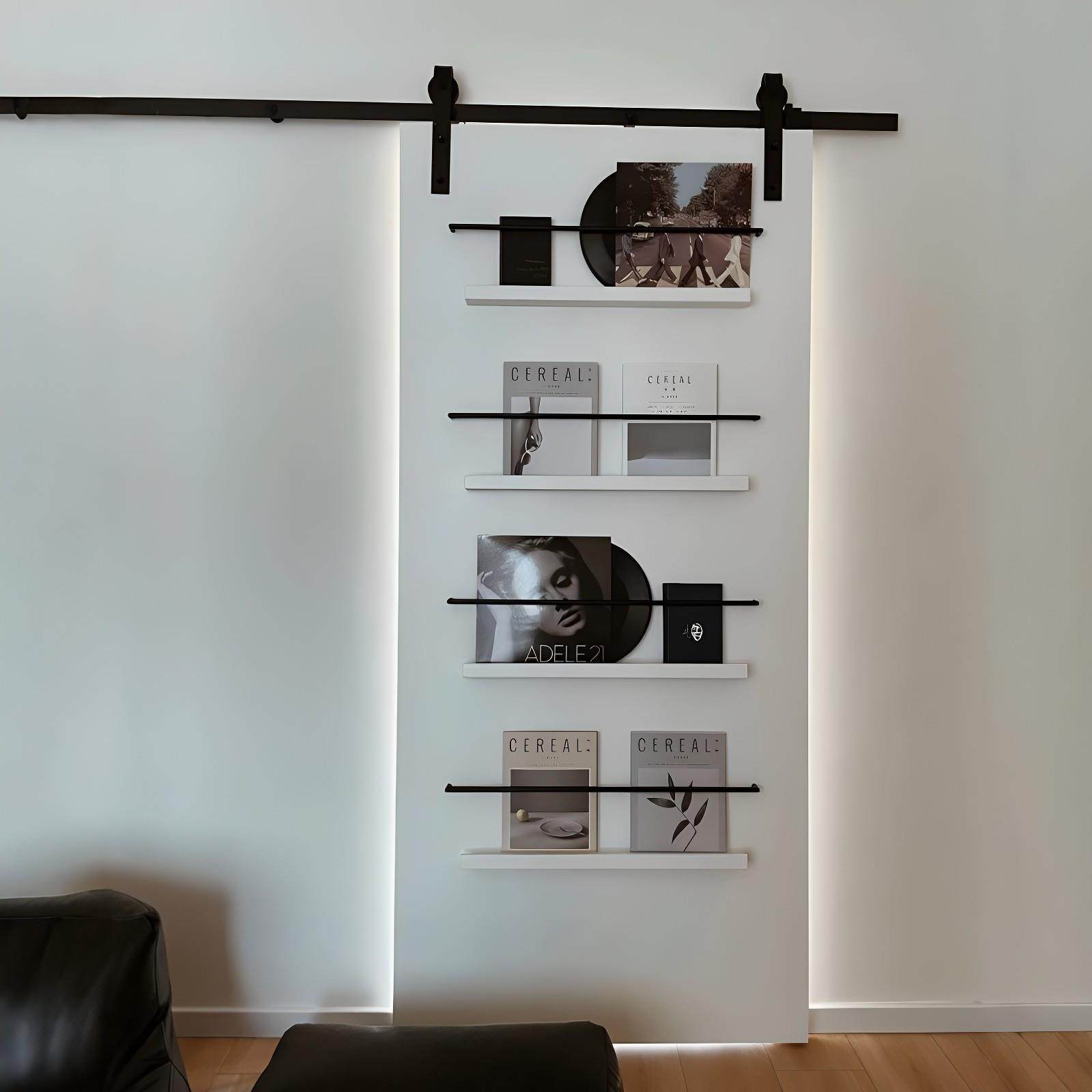 谷仓门书架门吊轨门定制卫生间无下轨移门厨房卧室杂志架推拉门,淘宝优惠券,粉丝福利购,淘宝优惠卷