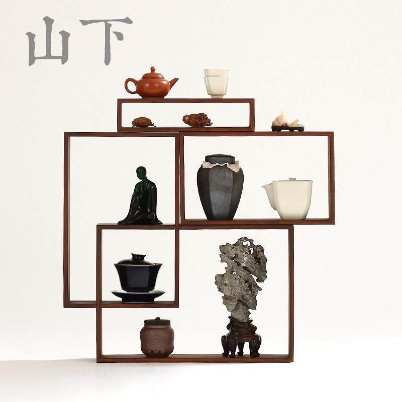 竹制百搭多宝格博古架茶具收纳展示架茶柜茶棚置物架摆件创意格子,淘宝优惠券,粉丝福利购,淘宝优惠卷