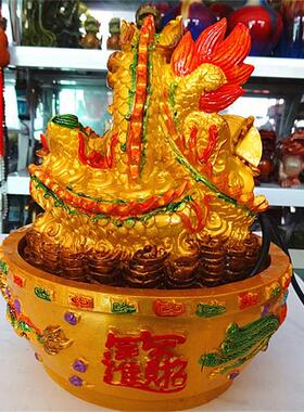 树脂聚宝盆吐水龙聚宝盆风水摆饰家居店铺公司饰品吧台玄关摆放