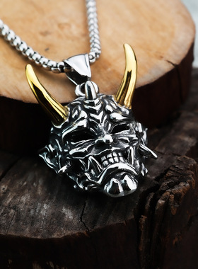 金角银角般若项链鬼怪面具鬼武士项链恶魔恐怖帅气面具霸气项链男