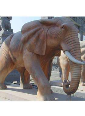 别墅门口石头象雕刻公司 宾馆石刻大象图片大全 家庭大门石象造价