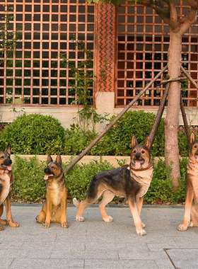 仿真狼狗摆件动物德牧犬斑点金毛玻璃钢雕塑宠物店庭院装饰工艺品