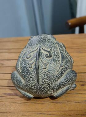 彷石雕金蟾茶宠精品金蟾中式茶桌茶具招财茶台小摆件 尺寸8×6.5