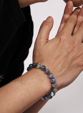 大英博物馆星夜澜梦蓝晶石男生手链手串男款男士送男友生日礼物