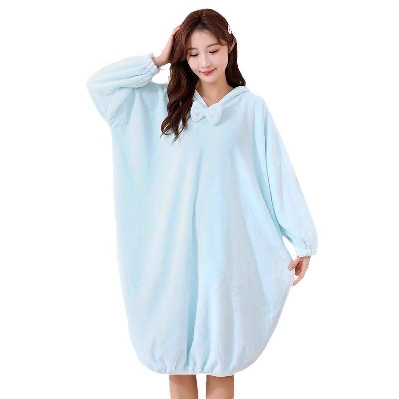 秋冬浴袍可穿浴巾女家用珊瑚绒吸水柔软速干浴裙洗澡睡袍睡衣连帽,淘宝优惠券,粉丝福利购,淘宝优惠卷