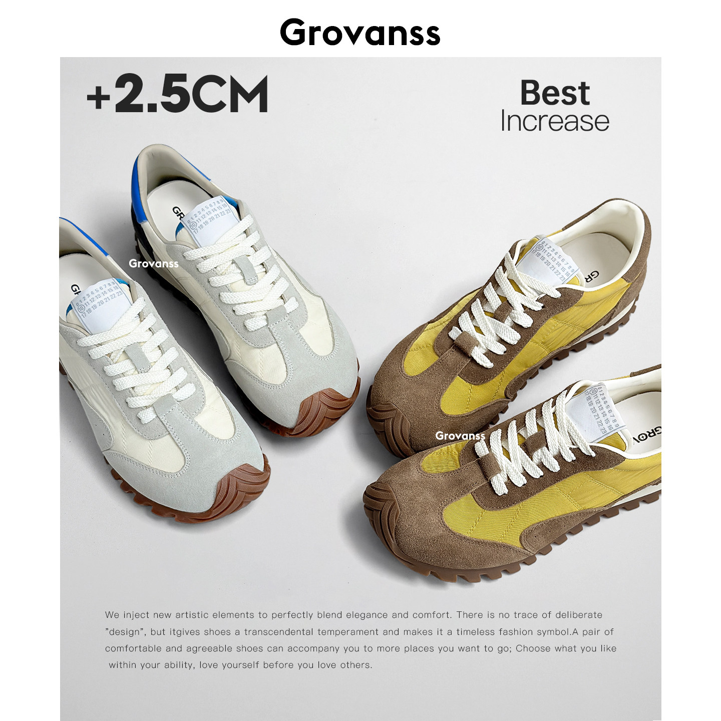 高梵诗板鞋复古拼色德训鞋女2026春季新款内增高平底休闲运动鞋女,淘宝优惠券,粉丝福利购,淘宝优惠卷