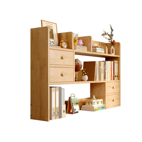 实木书架桌面置物架学生书桌上简易收纳架子办公立式多层小型书柜 - 图3