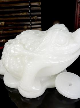 玉石金蟾招财摆件店铺大号开 业乔迁新居送礼客厅玄关金蝉三足蟾