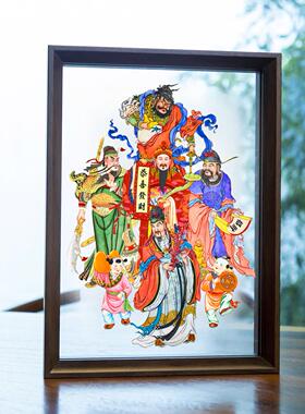 五路财神爷新中式入户进门玄关装饰画桌摆走廊尽头挂画店铺摆件
