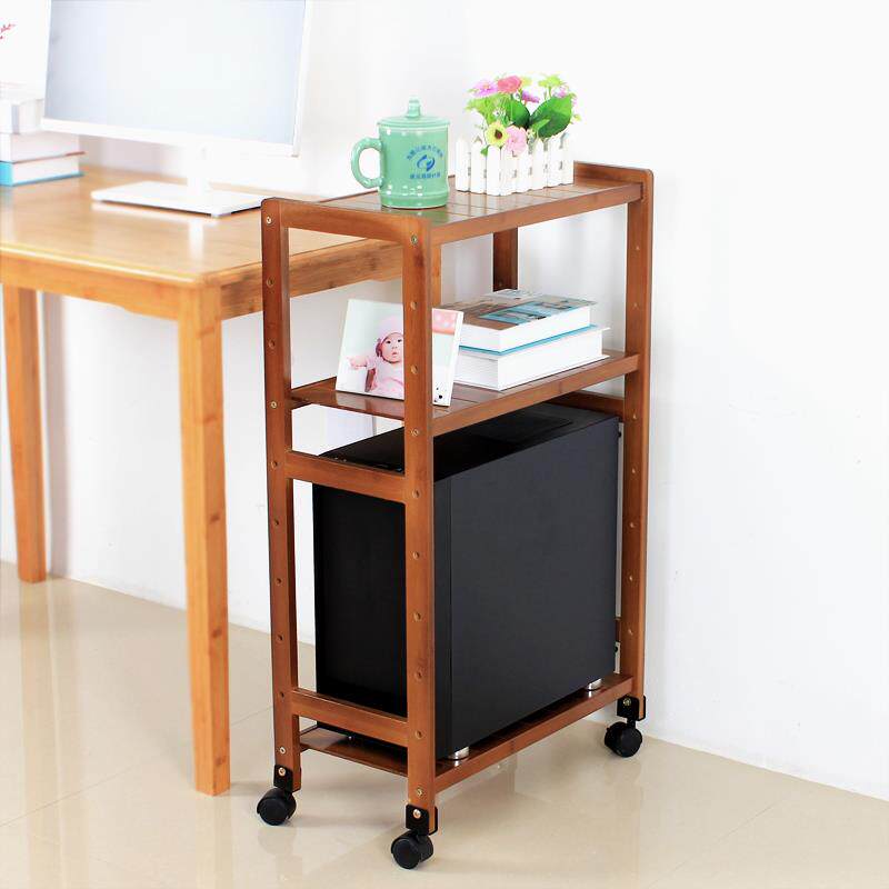 Nanzhu desktop computer main chassis bracket integrated printer storage rack floor-standing mobile bracket storage shelf wooden