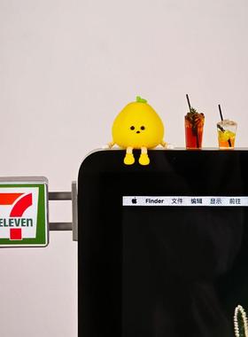 2025新款桌面装饰办公显示器小柚子摆件工位电脑屏幕稳定情绪神器