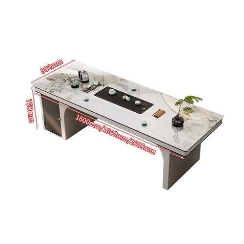 大板茶台干泡湿泡一体意式简约办公客厅阳台家用岩板茶桌组合茶几 - 图3