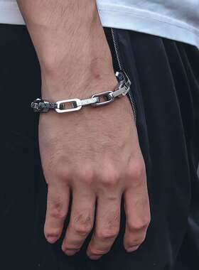 创意新款百搭个性炫彩小雏菊元素方形立体拼接按压扣手链钛钢