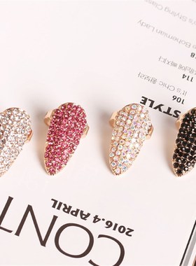 韩版时尚个性水晶指m甲盖戒指女韩国潮人美甲套装指环关节戒配饰