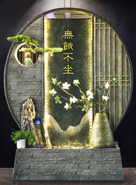 水幕墙假山流水屏风景观新中式隔断庭院花园布置水景落地喷泉摆件