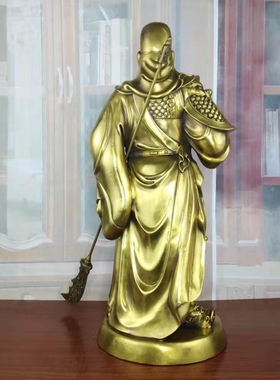 纯铜关公像慈面提刀关公铜像武财神爷关羽神像关二爷供奉家用摆件