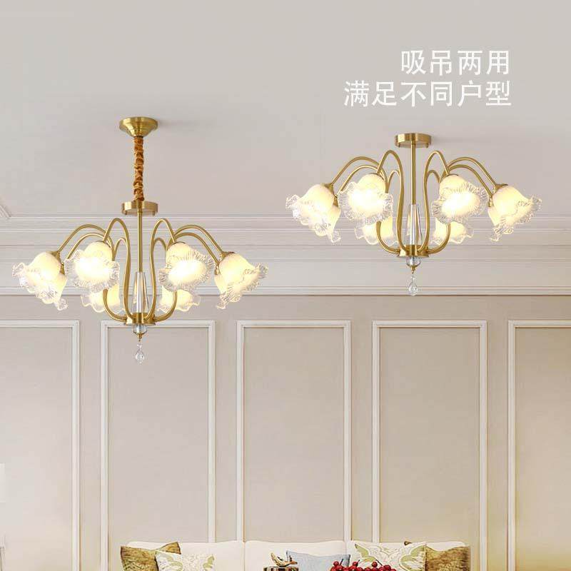 厅吊灯全铜法式主卧室喇吧叭98水晶温约馨轻客奢后现代简餐厅台灯,淘宝优惠券,粉丝福利购,淘宝优惠卷