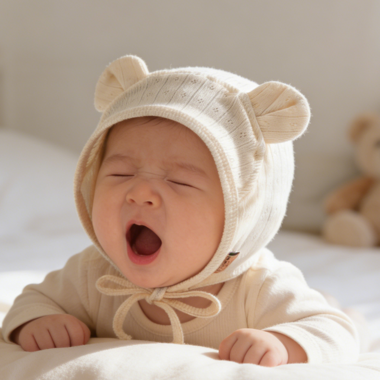 婴儿护耳帽春秋薄款洋气大耳朵系带帽子新生儿宝宝超萌可爱胎帽秋,淘宝优惠券,粉丝福利购,淘宝优惠卷