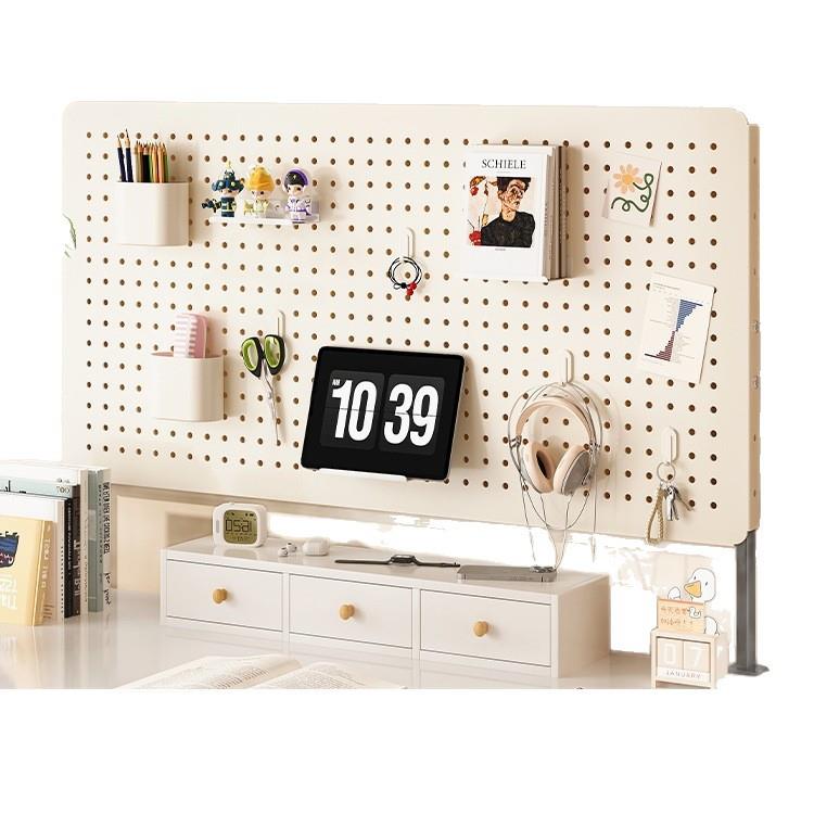 桌面洞洞板置物架免打孔立式学生书桌电脑桌上收纳架子展示架夹式 - 图3