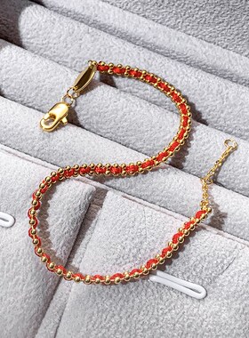 V金23年款本命年redline法国红绳手链镀金高级感轻奢百搭情侣款