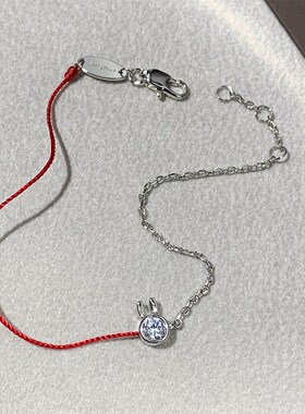 高版本新款兔法国红绳本命年V金手链女饰品时尚百搭礼物一件代