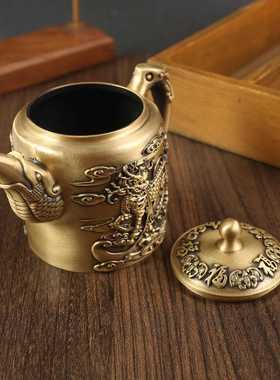 直销新款全黄铜创意大容量麒麟茶壶功夫茶壶山水壶家居办公室茶具