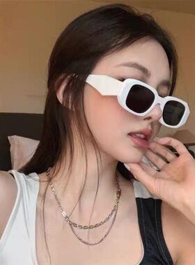 白色复古墨镜女时尚潮牌防紫外线高级感显瘦防晒韩版辣妹太阳镜男