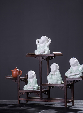 速发砂古架小型实木摆博壶紫件茶道茶壶收纳架工艺品架子中式小和