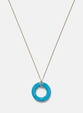 Mateo 女款14kt金吊坠蓝绿色项链 迷衣时尚