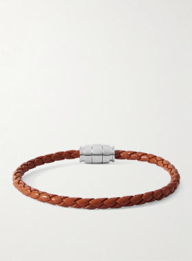 Montblanc 男士 手链 Meisterstück 3-Ring 不锈钢编织皮革手链