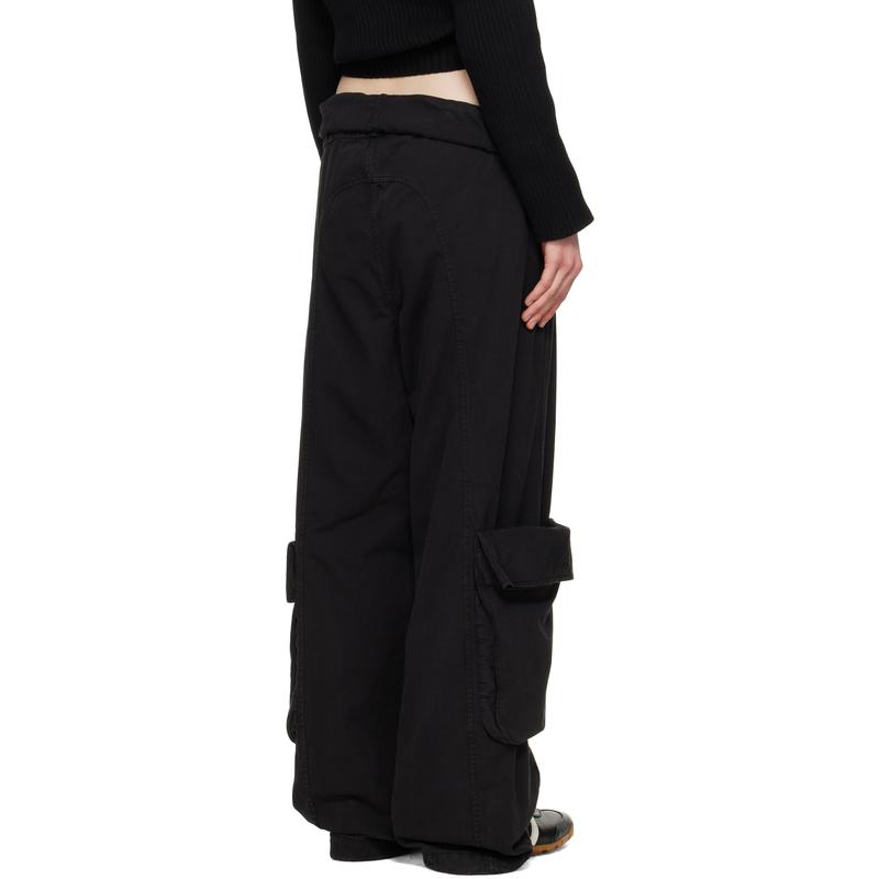 OPEN YY 女士 长裤 黑色 Washed Rolled 工装裤 - 图1