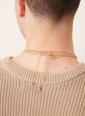 ASOS DESIGN 男士 项链/吊坠 设计多晶石坠饰项链(三件套)(金色)