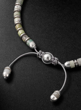 MAOR 男士 手链 Sapet 纯银绿玉髓珠饰手链