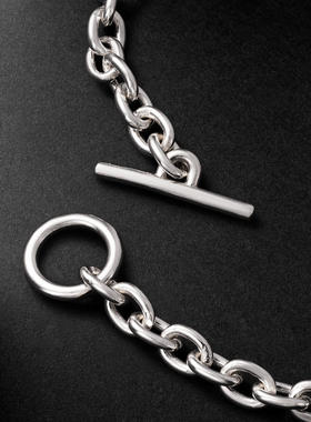 MAOR 男士 手链 Plaun 链环纯银链条手链