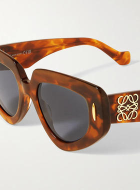 Loewe 男士 FW25 太阳镜 猫眼龟甲色醋纤太阳眼镜