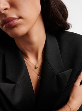 STONE AND STRAND 女款Luckiest 10kt emeralds 四叶草金色项链