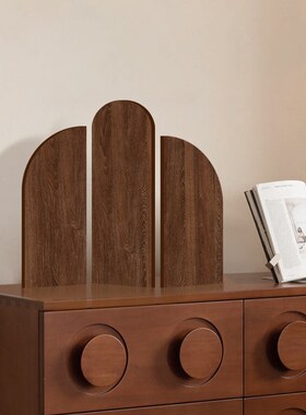 《木纹》中古风桌面屏风装饰摆件复古玄J关摆画餐厅茶桌摆台装饰