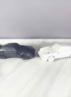 现代简约树脂创意麻将發财汽车模型侵蚀雕塑摆件样板间人物装饰品