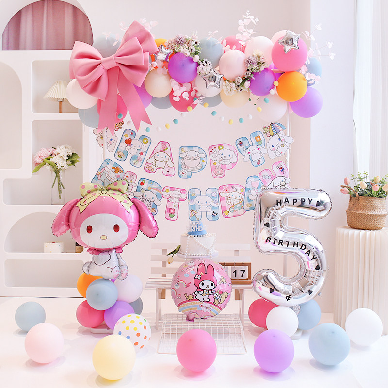 库洛米生日布置拱门气球装饰8岁女宝女孩儿童场景快乐网红背景墙9,淘宝优惠券,粉丝福利购,淘宝优惠卷