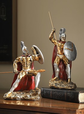 复古斯巴达人物工艺品摆件轻奢高档酒H柜家居客厅书柜装饰品摆设