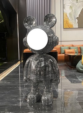 网红宇航员太空熊带灯落地大摆件客厅店面别墅酒吧酒店KTV装饰品