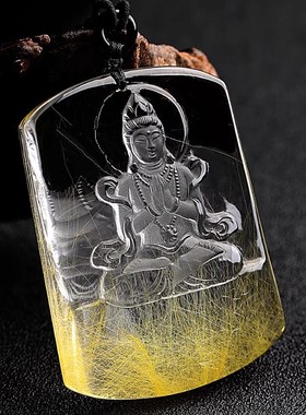 速发顺发聚宝盆金发晶吊坠男士项链发晶大日如来菩萨属羊猴守护神