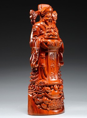 木雕刻财神爷摆件文财神工艺品家居客厅店铺公司装饰开业送礼