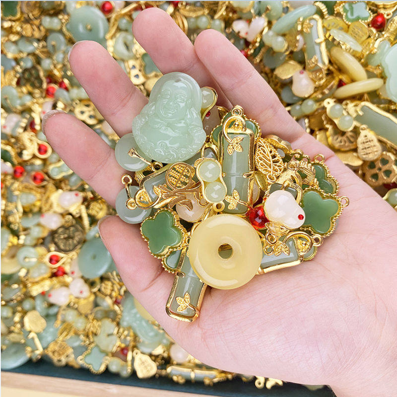 保色镀金色琉璃小兔子吊饰平安扣双吊手工diy项链吊坠耳饰品挂件,淘宝优惠券,粉丝福利购,淘宝优惠卷