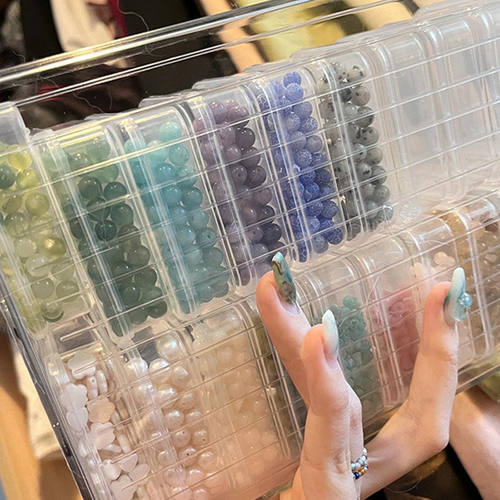 珠子收纳盒套装米珠方形透明防尘塑料首饰盒渔具串珠螺丝整理盒 - 图2